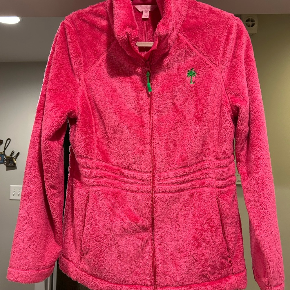 Lilly Pulitzer Vibrant Pink Teddy Jacket Size Medium